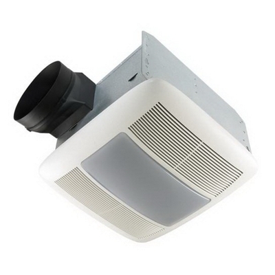 Broan Nu-Tone QTXEN080FLT Broan Nu-Tone QTXEN080FLT Fan/Light; 23.3 Watt, Heater, 0.8 Amp, 80 cfm at 0.10 Inch, 55 cfm at 0.25 Inch, 0.3 Sones, Horizontal Duct, Ceiling Mount Polymeric Grille, White