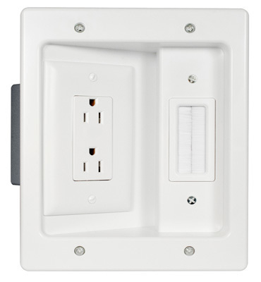 Pass & Seymour HT2102-WH-V1 On-Q HT2102-WH-V1 Recessed Wallplate TV Connection Kit; 125 Volt AC, In-Wall Mount, White